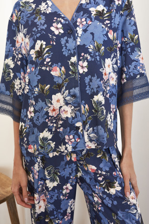 NEW Рубашка 56414 Синий цветы
