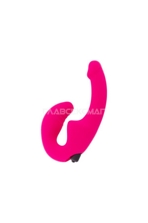 Ярко-розовый анатомический страпон с вибрацией