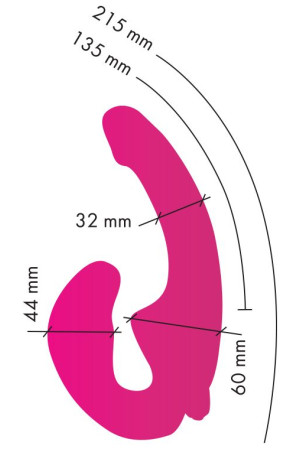 Ярко-розовый анатомический страпон с вибрацией