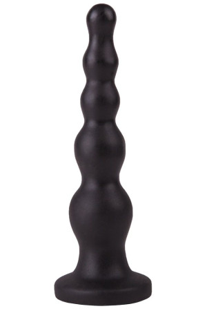Чёрная анальная ёлочка с ограничительным основанием - 17,5 см.
