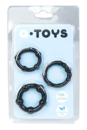 Набор из 3 чёрных эрекционных колец A-toys