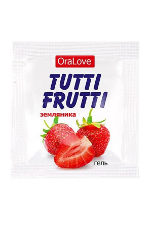 Пробник гель-смазки Tutti-frutti с земляничным вкусом - 4 гр.