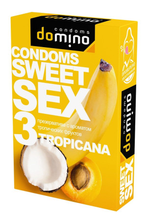 Презервативы для орального секса DOMINO Sweet Sex с ароматом тропических фруктов - 3 шт.