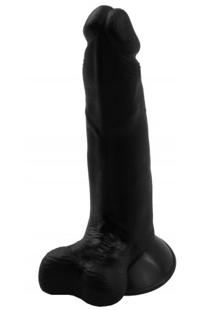 Черный гелевый фаллоимитатор на присоске №6 - 16,5 см.