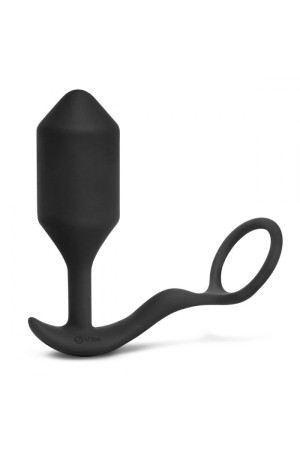 Черная анальная вибропробка с эрекционным кольцом Vibrating Snug   Tug XL